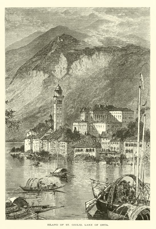 Island of St Giulio, Lake of Orta (engraving) 作者 欧洲学校