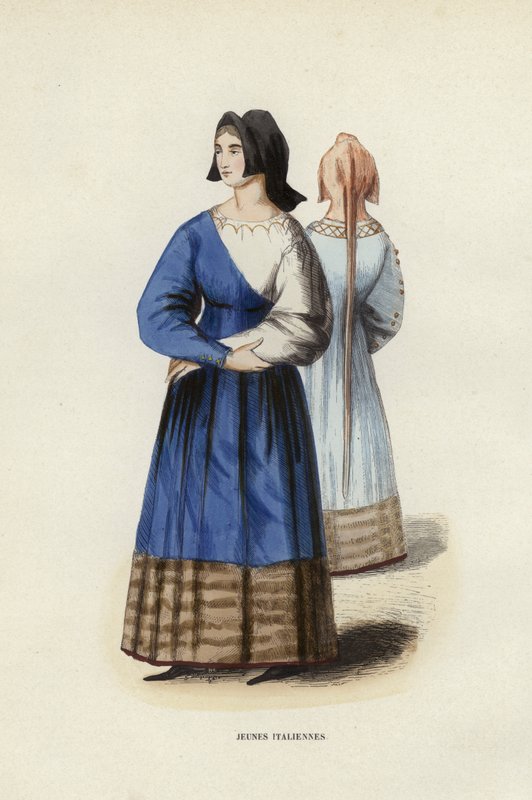 Jeunes Italiennes (coloured engraving) 作者 欧洲学校