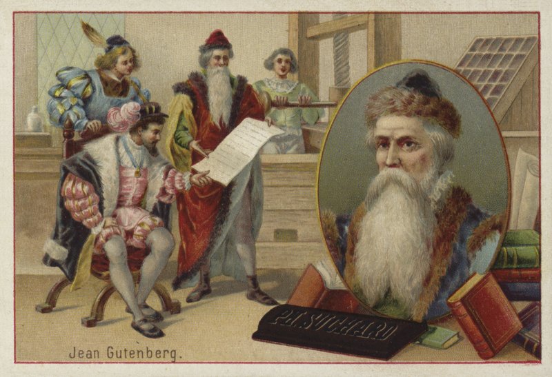 Johannes Gutenberg，德国人，雕刻师，发明家和打印机 作者 欧洲学校