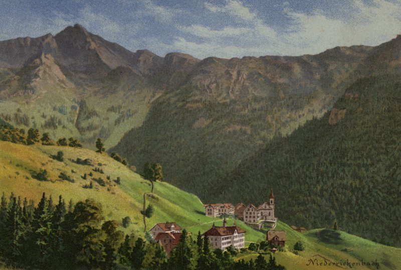 Lake Lucerne: Niederrickenbach (colour litho) 作者 欧洲学校