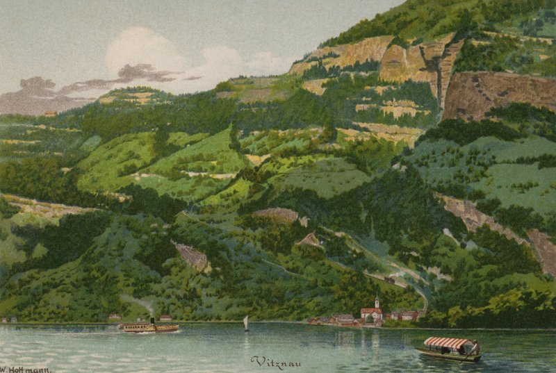 Lake Lucerne: Vitznau (colour litho) 作者 欧洲学校