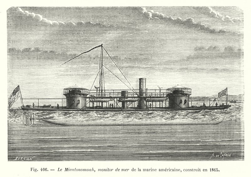 Miantonomoah，美国海洋监视器，建于 1865 年（雕刻） 作者 欧洲学校