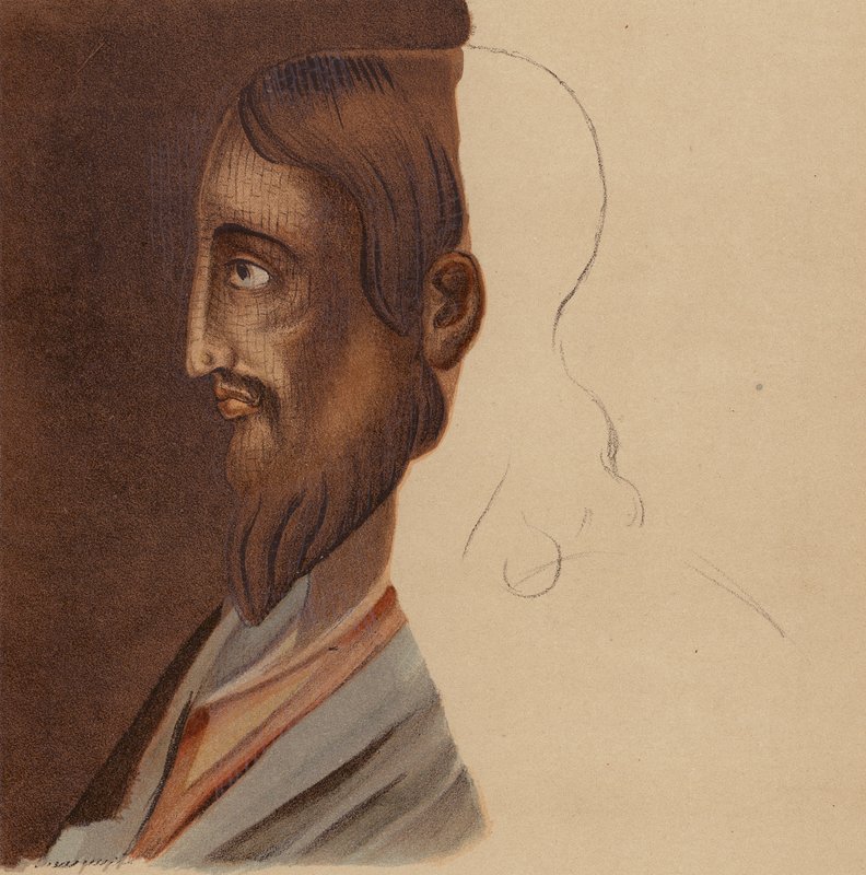 耶稣基督的肖像取自罗马地下墓穴的马赛克镶嵌画（chromolitho） 作者 欧洲学校