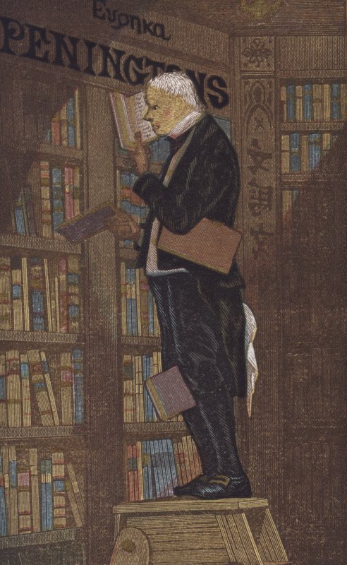 书店梯子上的人（彩色石版画） 作者 欧洲学校