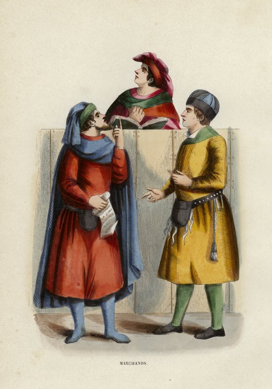 Marchands (coloured engraving) 作者 欧洲学校