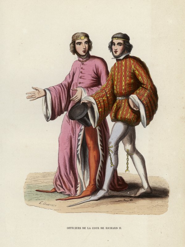 Officiers De La Cour De Richard II (coloured engraving) 作者 欧洲学校