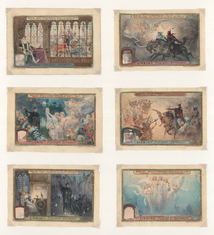 一套利比希卡片的原始艺术作品。柏辽兹《浮士德》（纸上水粉画 作者 欧洲学校