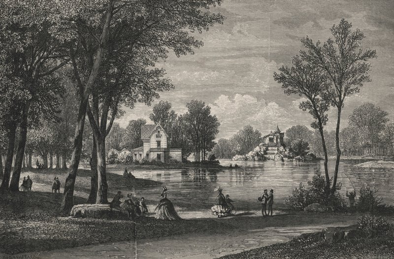 Du Vesinet公园，Lac Superieur（雕刻）。 作者 欧洲学校