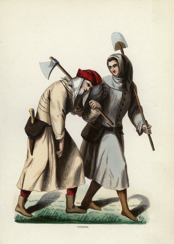 Paysans (coloured engraving) 作者 欧洲学校