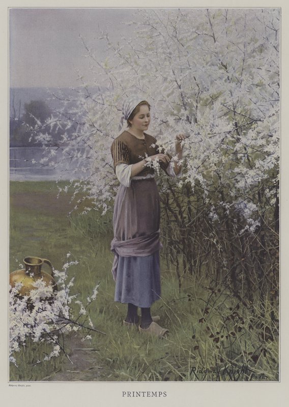 Printemps (Spring) (彩色石版画) 作者 欧洲学校
