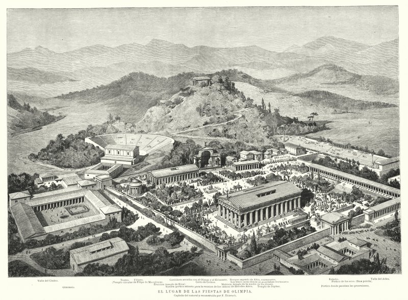 重建古希腊奥林匹亚（石版画） 作者 欧洲学校