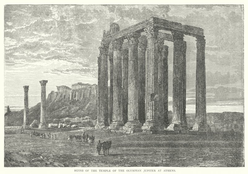 Ruins of the Temple of the Olympian Jupiter at Athens (engraving) 作者 欧洲学校