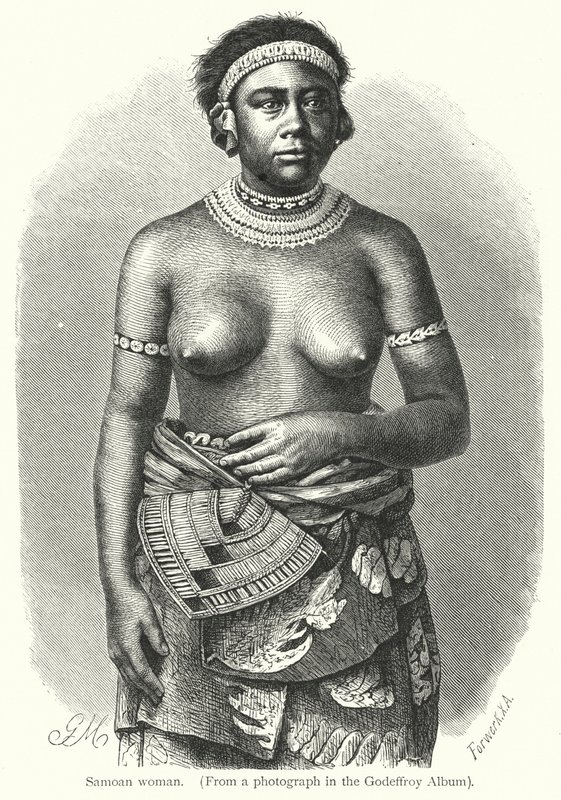 Samoan woman (engraving) 作者 欧洲学校