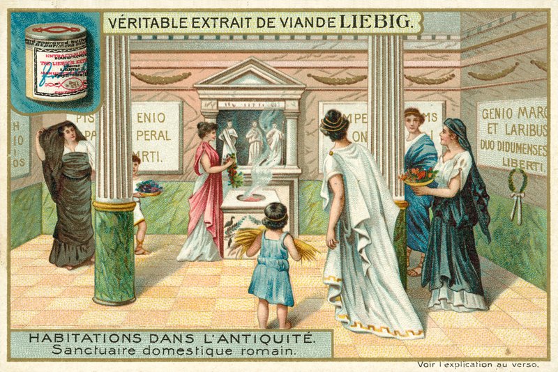 Sanctuary in a Roman home (chromolitho) 作者 欧洲学校