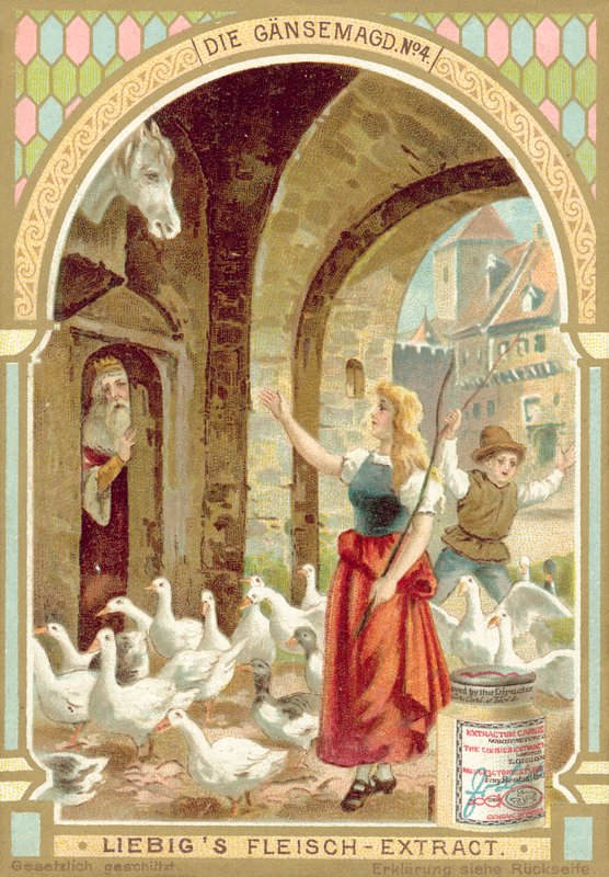 Scene from the Brothers Grimm fairy tale The Goose Girl (chromolitho) 作者 欧洲学校