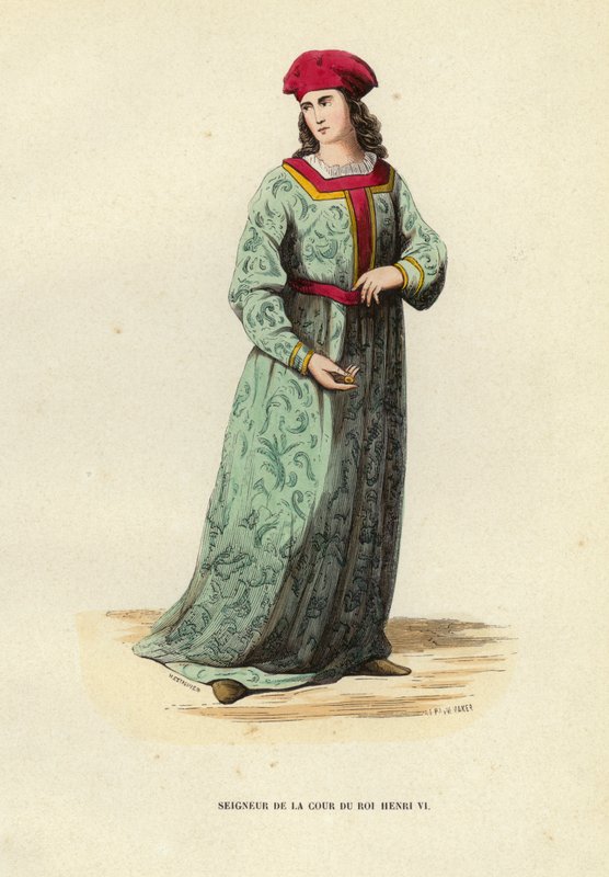 Seigneur De La Cour Du Roi Henri VI（彩色雕刻）。 作者 欧洲学校