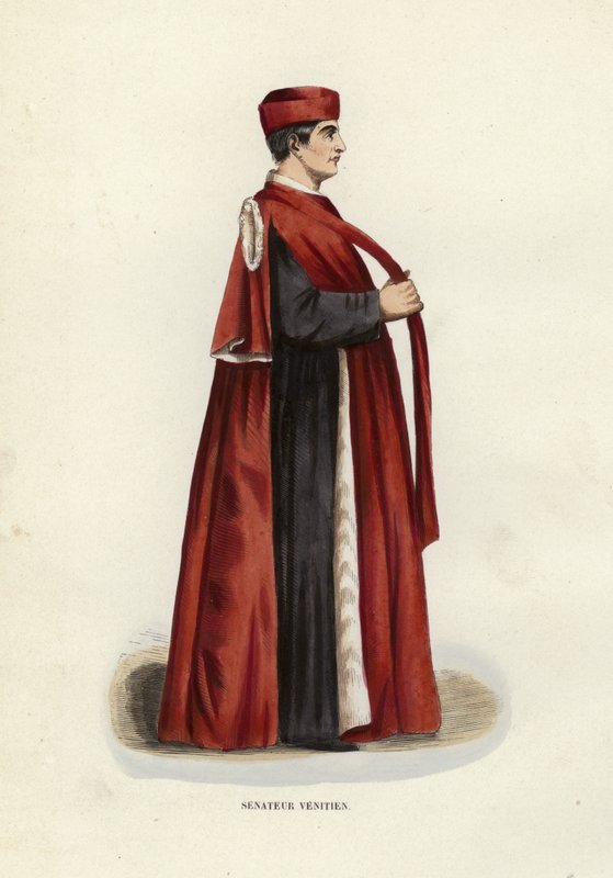 Senateur Venitien（彩色雕刻）。 作者 欧洲学校