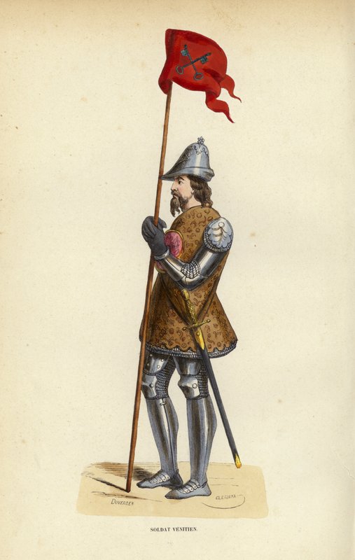 Soldat Venitien (coloured engraving) 作者 欧洲学校
