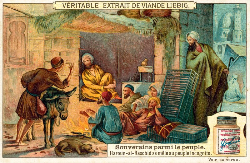 The Abbasid caliph Harun al-Rashid mingling with his people incognito (chromolitho) 作者 欧洲学校
