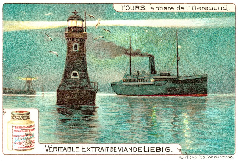 The Lighthouse of Oresund, between Denmark and Sweden (chromolitho) 作者 欧洲学校