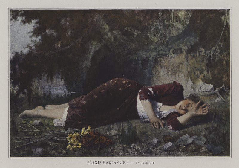 The Young Girl (colour litho) 作者 欧洲学校