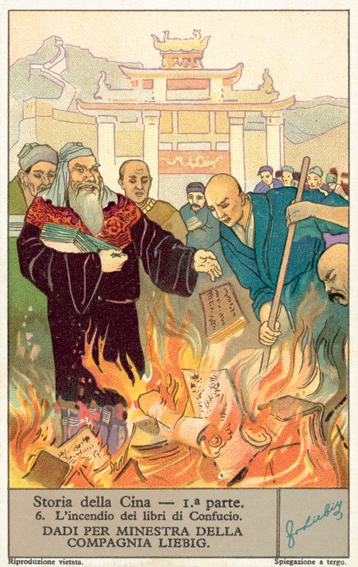焚烧孔子的书籍（chromolitho）。 作者 欧洲学校