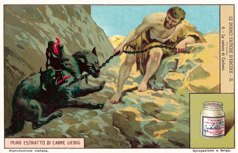 捕获Cerberus (chromolitho) 作者 欧洲学校
