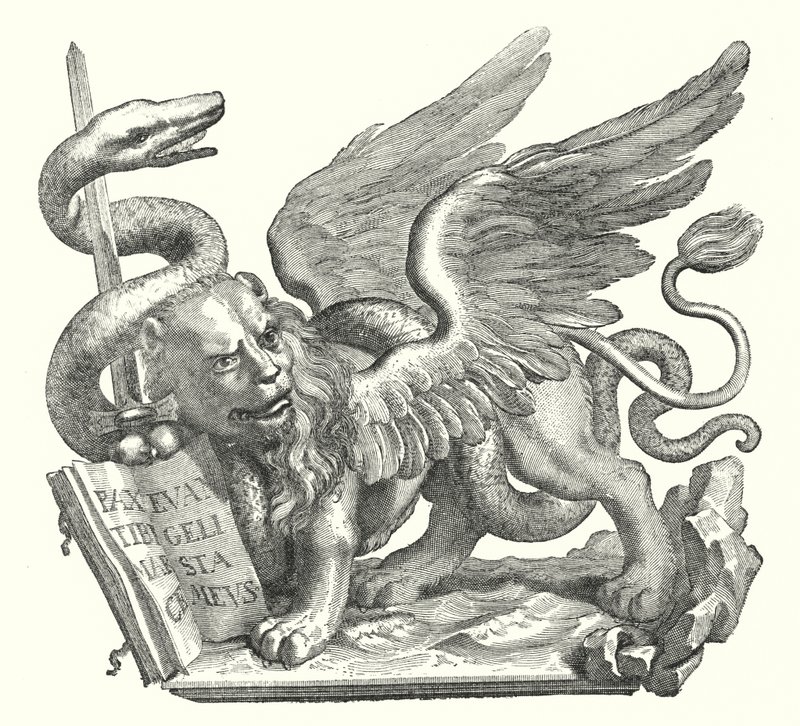 威尼斯的狮子（雕版画 作者 欧洲学校