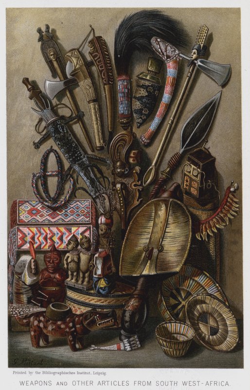 来自西南非洲的武器和其他物品 (chromolitho) 作者 欧洲学校
