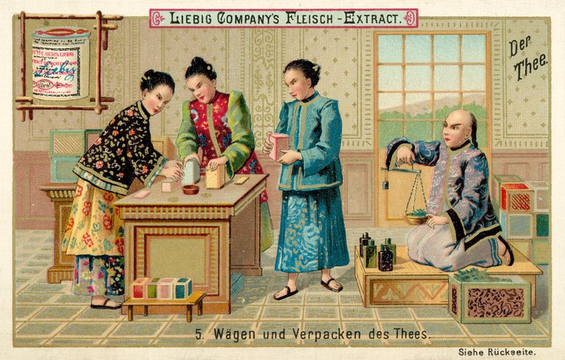 Weighing and packing tea (chromolitho) 作者 欧洲学校