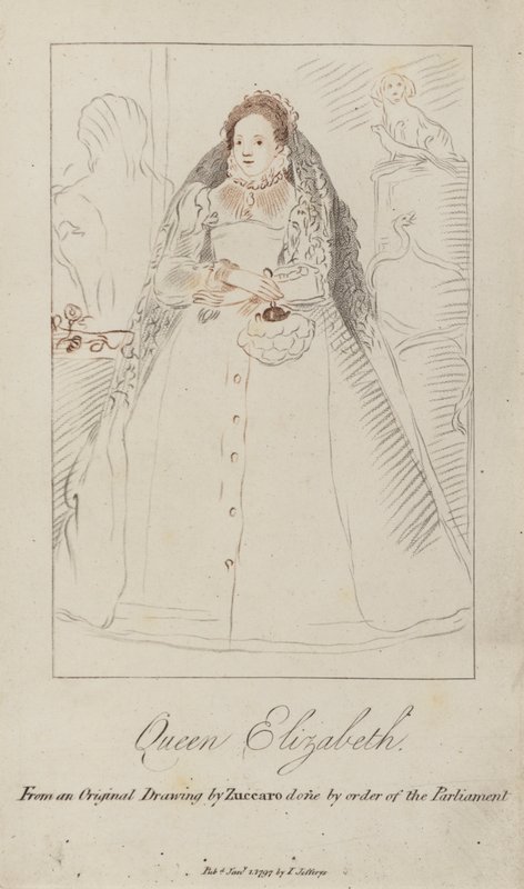 Queen Elizabeth I (coloured engraving) 作者 费德里科（后）Zuccari或Zuccaro