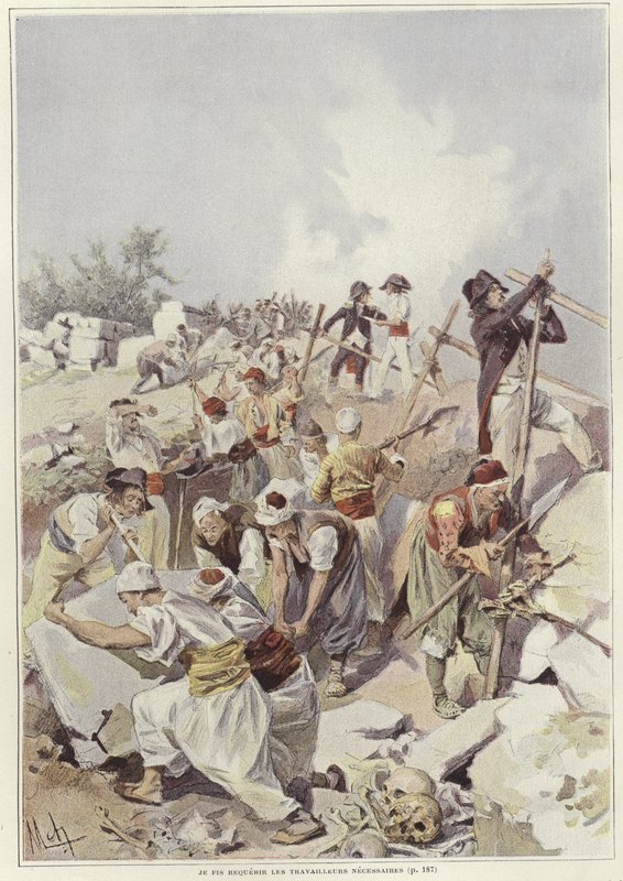 士兵和平民建立一个街垒 作者 Felicien男爵de Myrbach Rheinfeld
