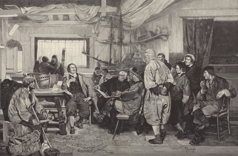 Peter the Great being taught the art of shipbuilding in Holland in 1697 (engraving) 作者 费利克斯·科根（Felix Cogen）