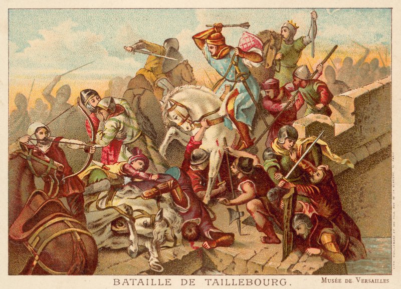 法国Taillebourg战役，1242年（chromolitho） 作者 费迪南德·维克多·尤金·德拉克罗瓦
