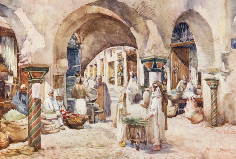 突尼斯 Souk el Attarin（彩色石版印刷） 作者 弗朗西斯·内斯比特