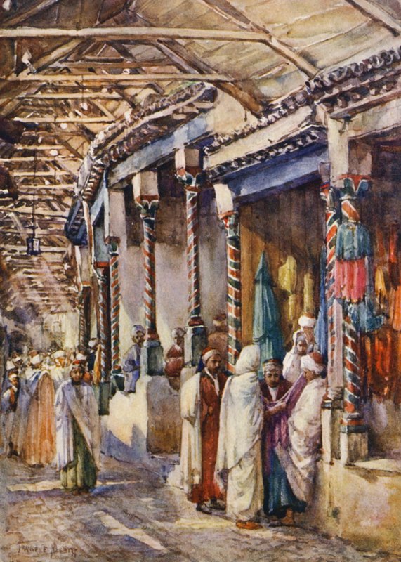 突尼斯 Souk el Trouk（彩色石版画） 作者 弗朗西斯·内斯比特