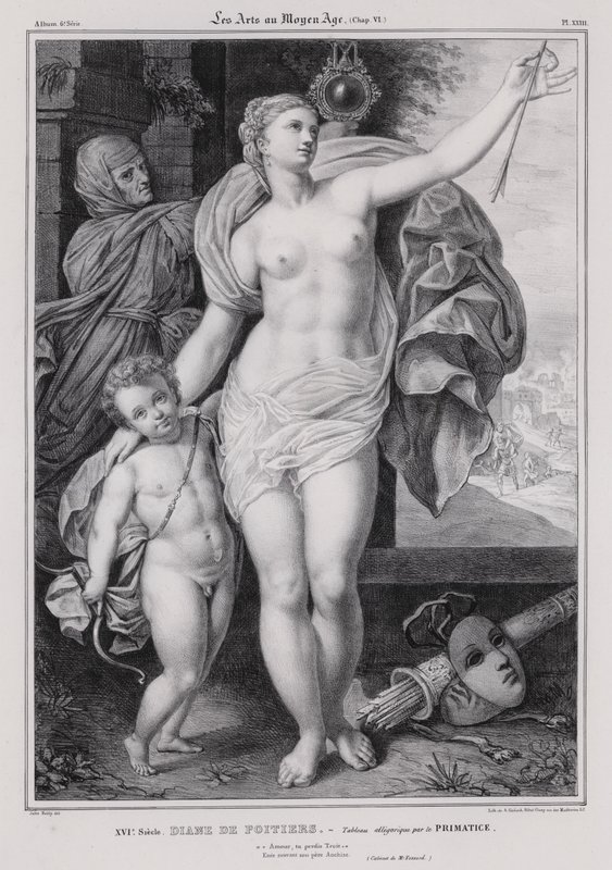 Allegorical painting of Diane de Poitiers, mistress of King Henry II of France (litho) 作者 弗朗切斯科·普里马蒂奇奥