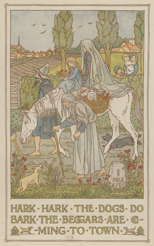 Hark hark the dogs do bark the beggars are coming to town (colour litho) 作者 弗朗西斯·唐金·贝德福德