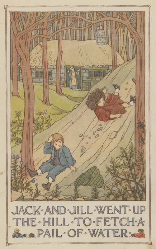 杰克和吉尔上山打了一桶水（彩色石版画） 作者 弗朗西斯·唐金·贝德福德