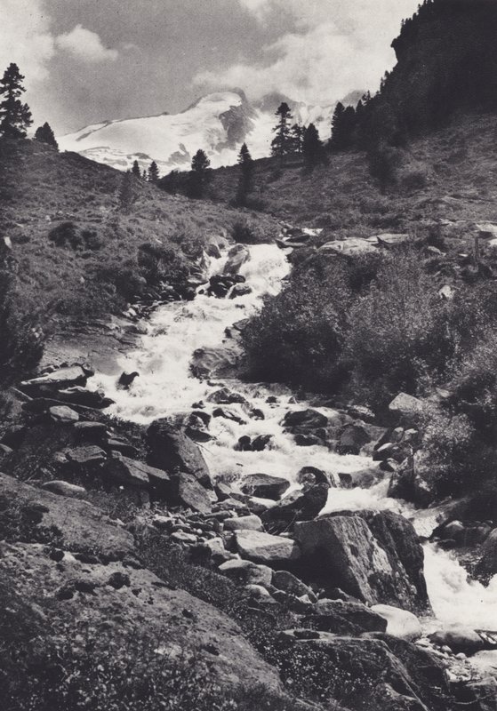 东阿尔卑斯山：从 Wildgerlos Tal 上端俯瞰赖亨山脉（黑白照片） 作者 弗朗西斯·悉尼·史密斯