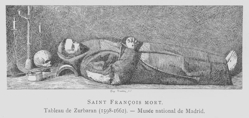 The dead body of St Francis of Assisi (litho) 作者 弗朗西斯科·德（之后）祖巴兰