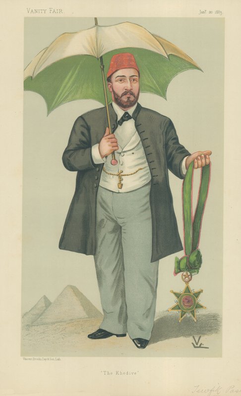 HH Mehemed Tewfik Pasha，埃及的Khedive，Khedive，1883年1月20日，名利场卡通 作者 弗朗索瓦·弗海登