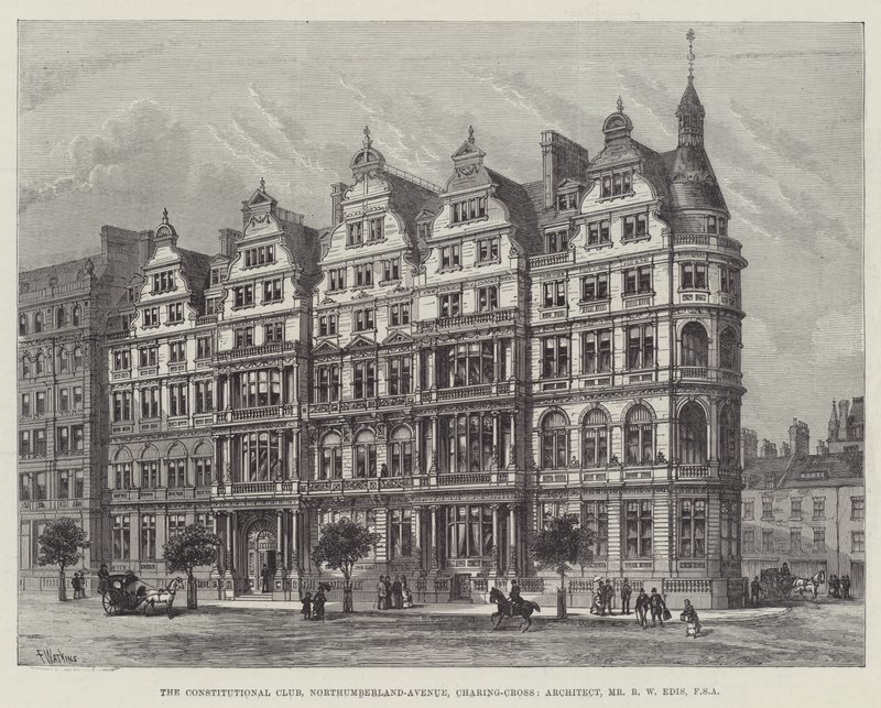 宪法俱乐部，Northumberland-Avenue，Charing-Cross，建筑师，RW Edis先生，FSA 作者 弗兰克沃特金斯