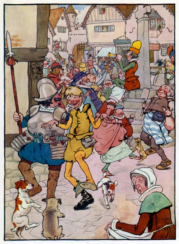 吹笛人之子汤姆的故事》插图（彩色平版印刷）。 作者 弗兰克·亚当斯