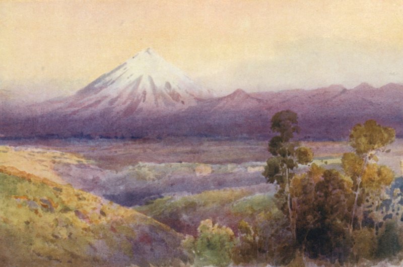 新西兰：埃格蒙特山（彩色石版画） 作者 弗兰克·H·赖特