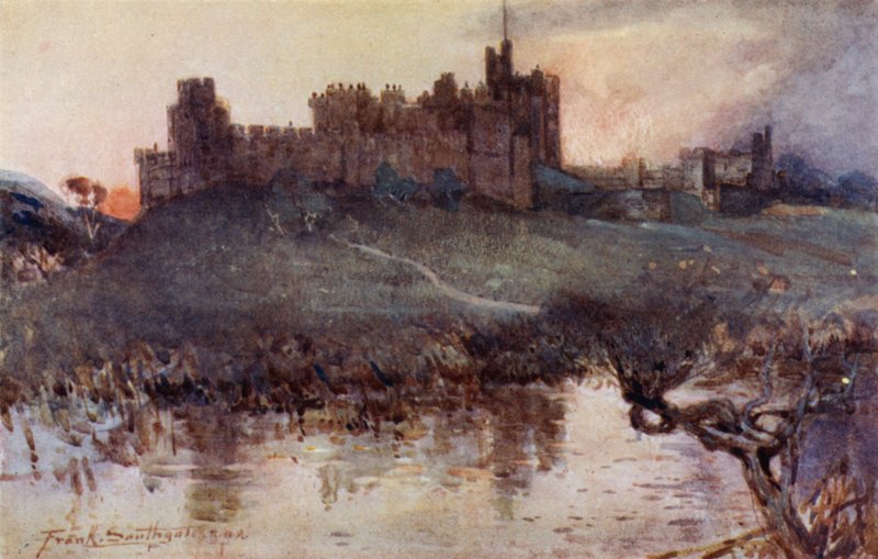 Alnwick Castle (colour litho) 作者 弗兰克·索斯盖特