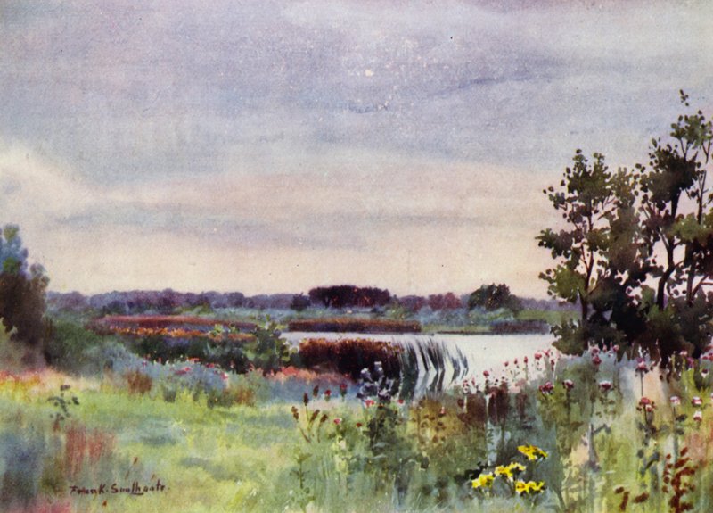 Norfolk Broads：Salhouse Great Broad（彩色石版画） 作者 弗兰克·索斯盖特