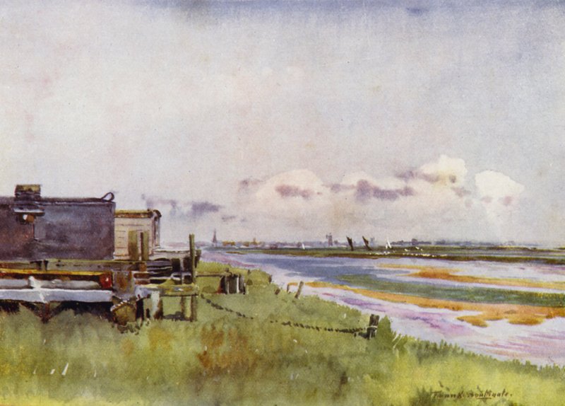 Norfolk Broads: Yarmouth from Breydon (colour litho) 作者 弗兰克·索斯盖特