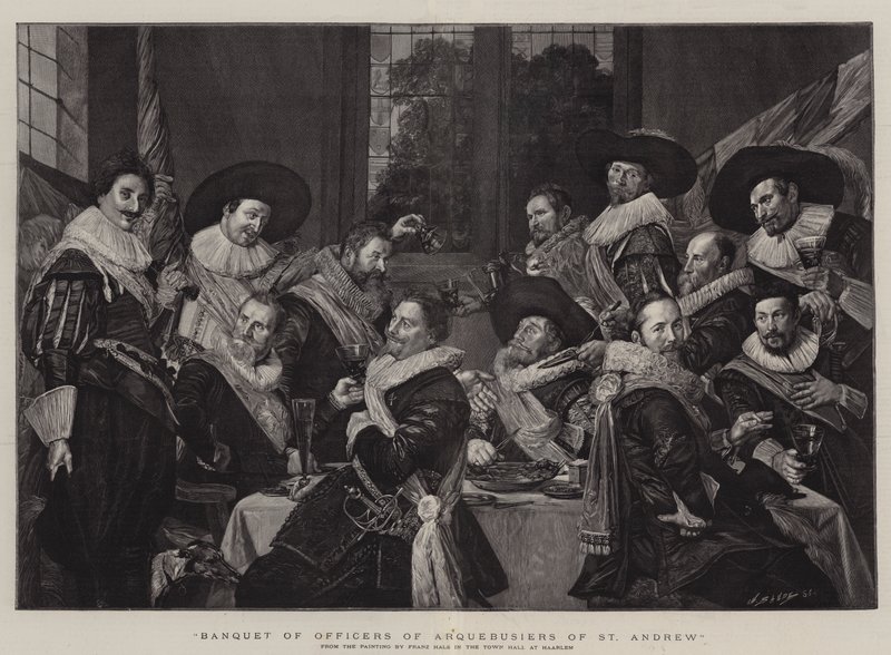 圣安德鲁火绳枪官员的宴会 作者 弗兰斯·哈尔斯（Frans Hals）