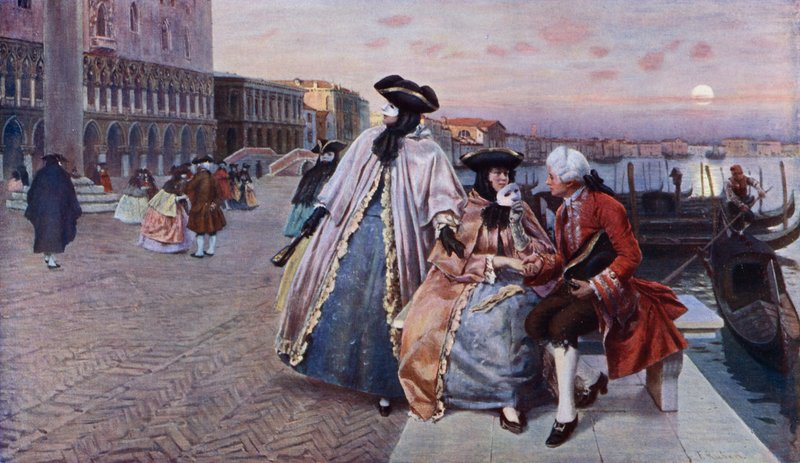 After the Ball, Venice (colour litho) 作者 弗朗兹·里奥·鲁本